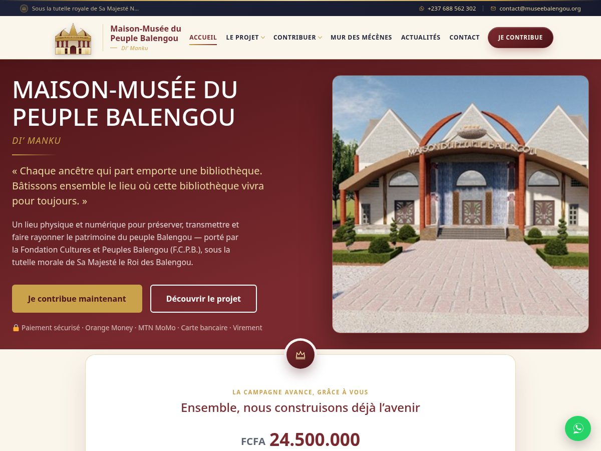 Landing-page snapshot of museebalengou.org
