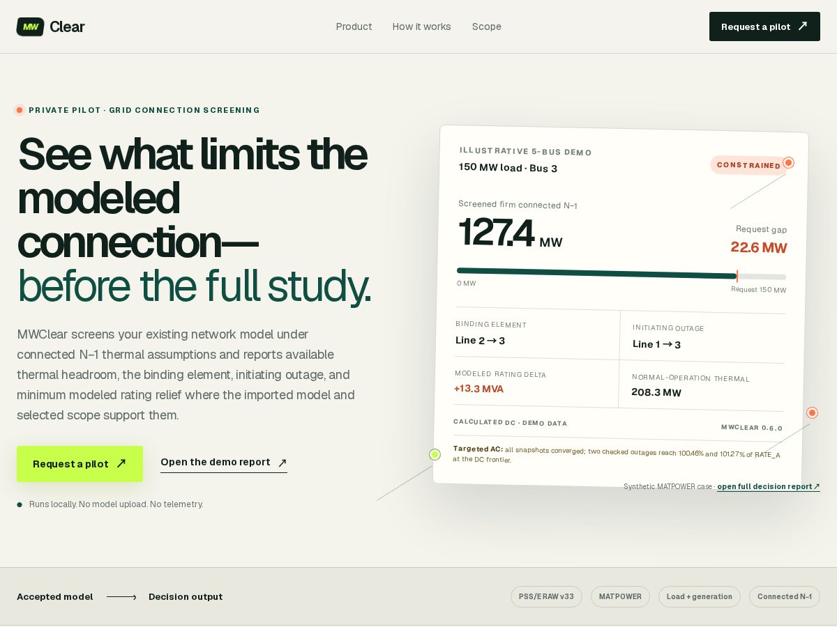 Landing-page snapshot of mwclear.com