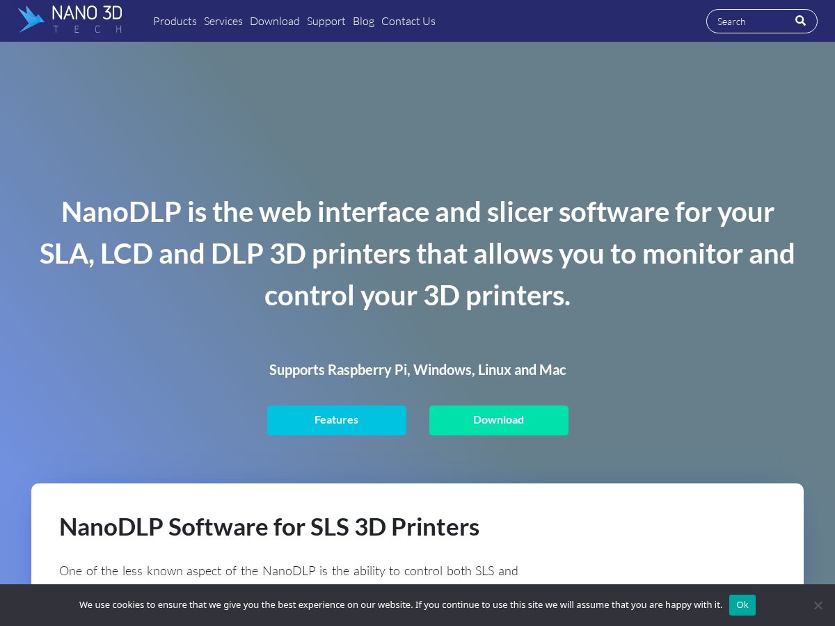 Landing-page snapshot of nanodlp.com