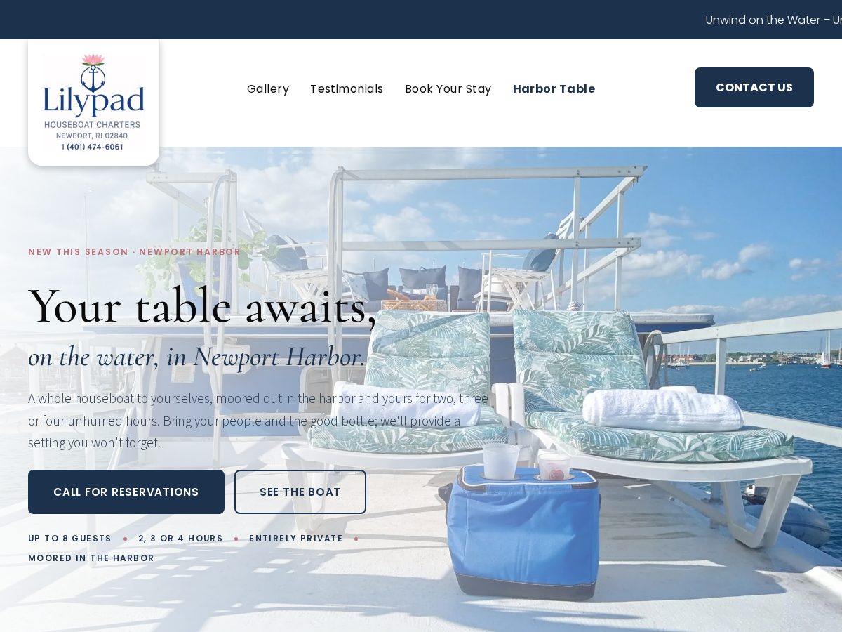 Landing-page snapshot of newportharbortable.com