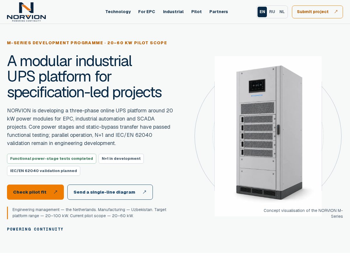 Landing-page snapshot of norvionpower.com