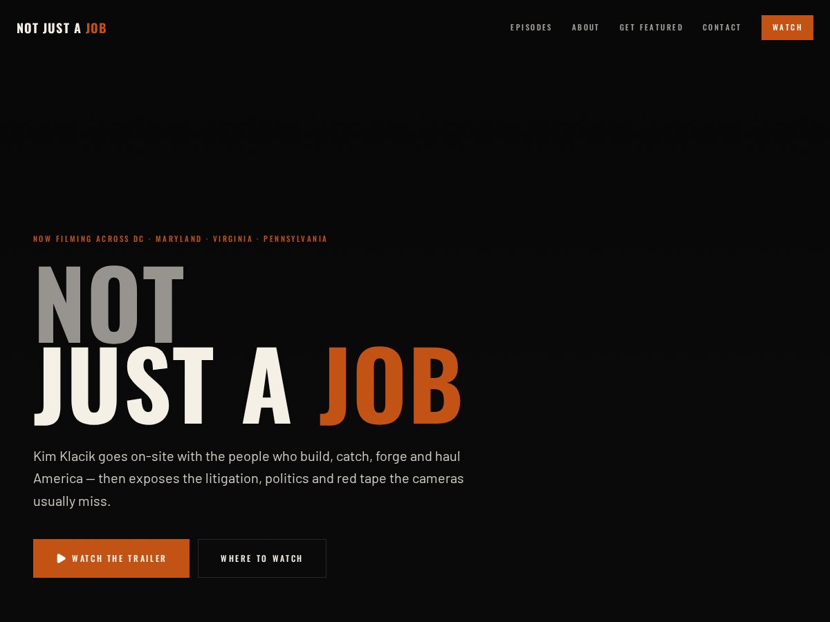 Landing-page snapshot of notjustajob.live