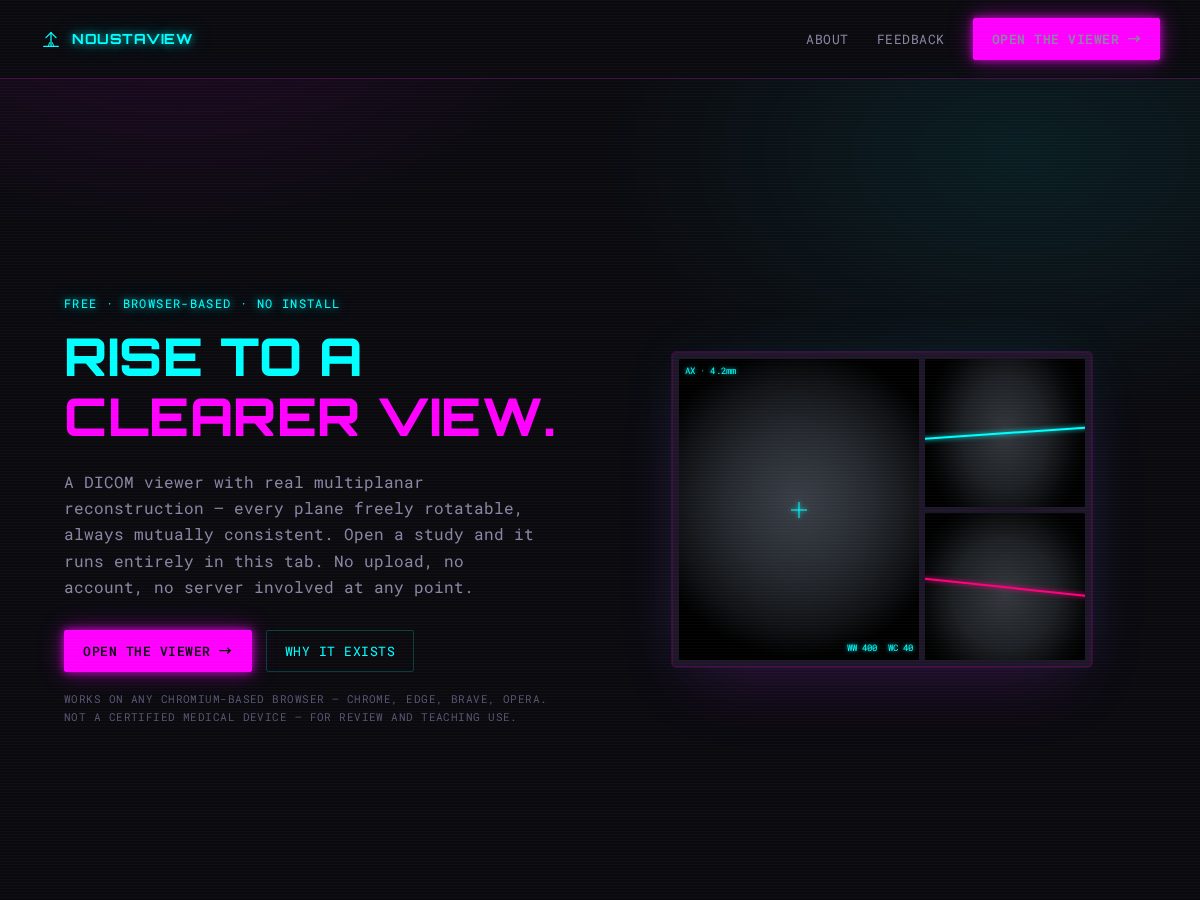 Landing-page snapshot of noustadicomviewer.com