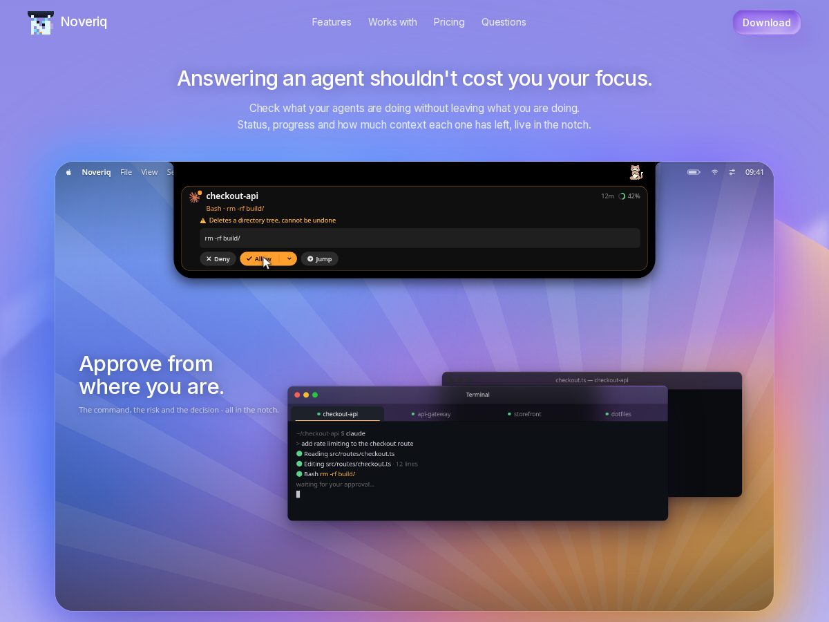 Landing-page snapshot of noveriq.app