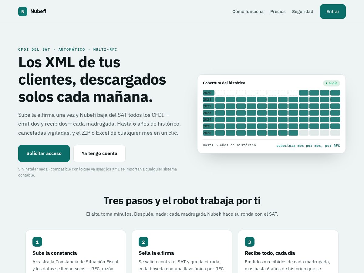 Landing-page snapshot of nubefi.com