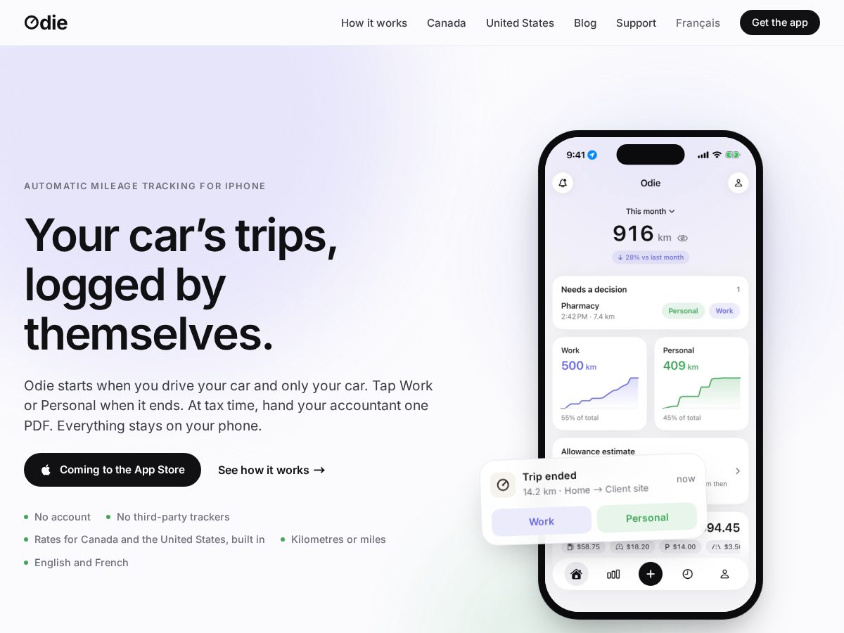 Landing-page snapshot of odielog.com