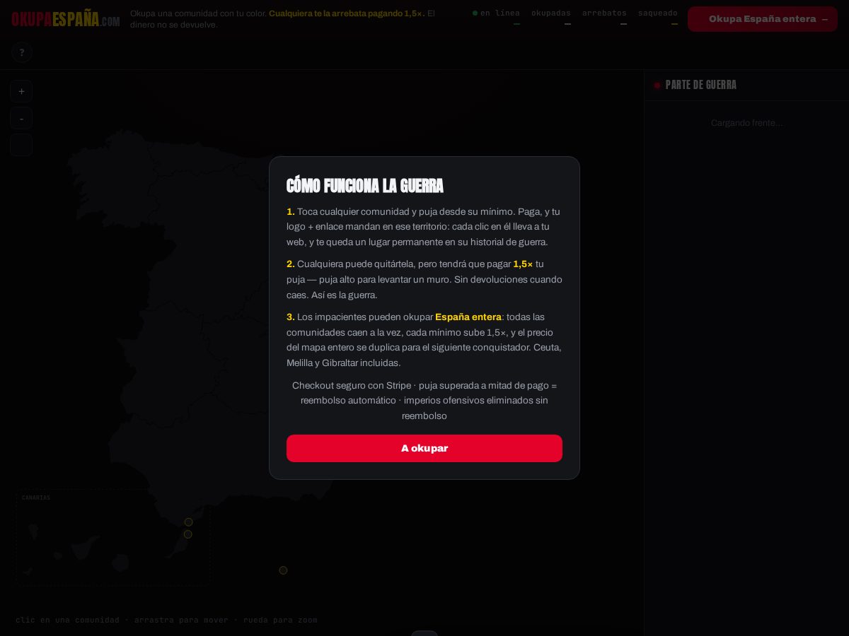 Landing-page snapshot of okupaespana.com