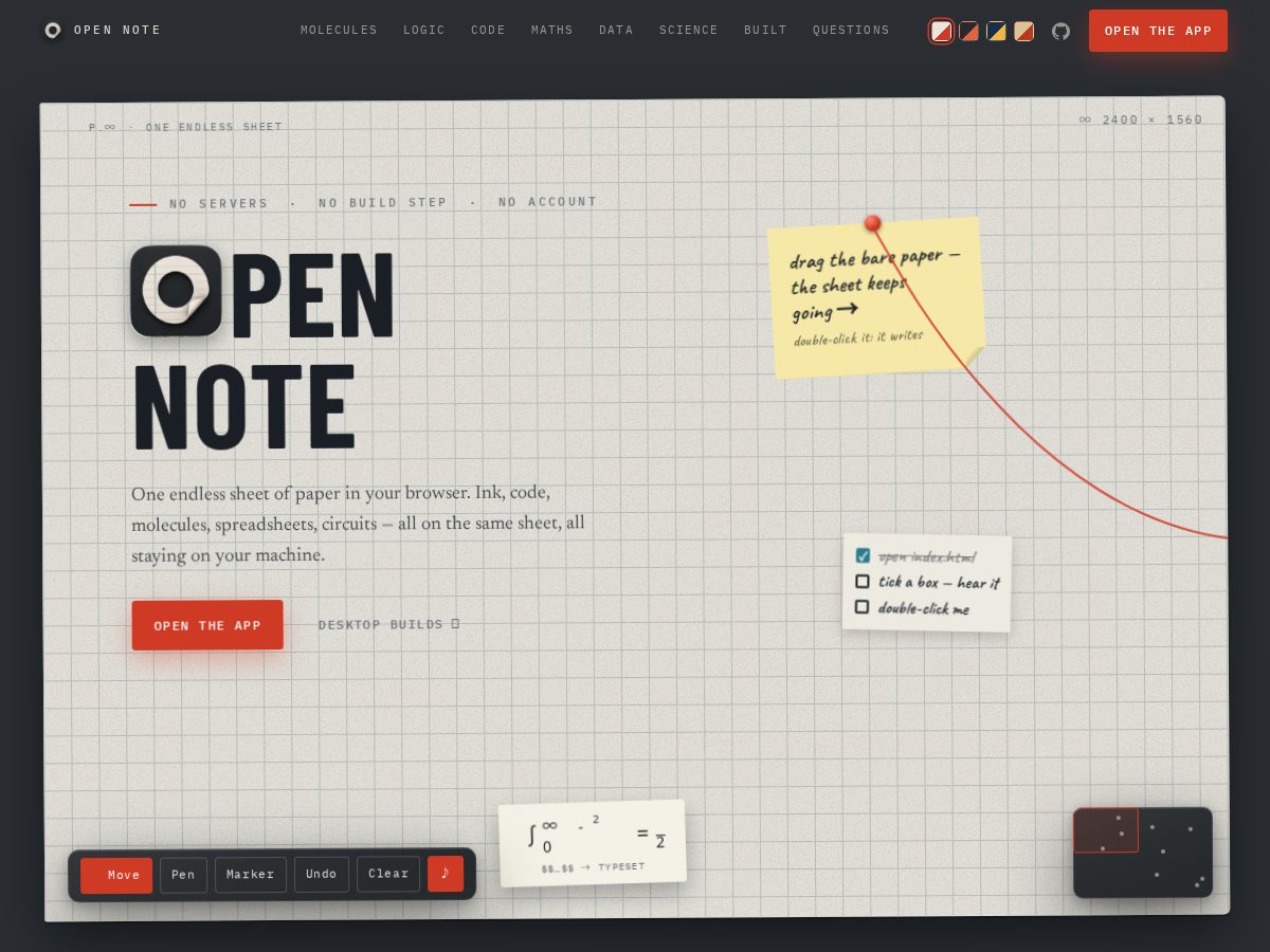 Landing-page snapshot of open-note.org