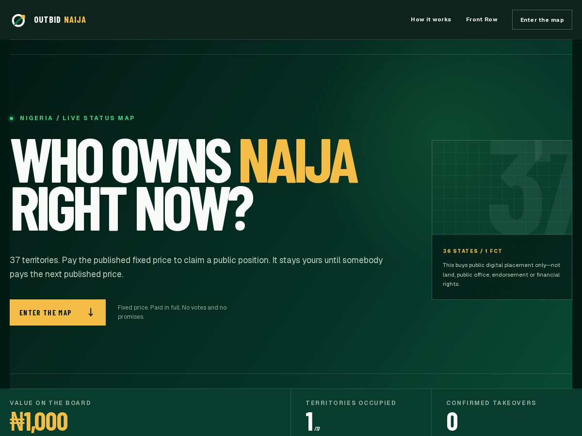 Landing-page snapshot of outbidnaija.com