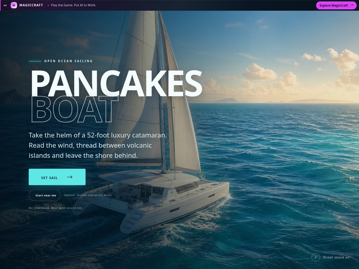 Landing-page snapshot of pancakesboat.com