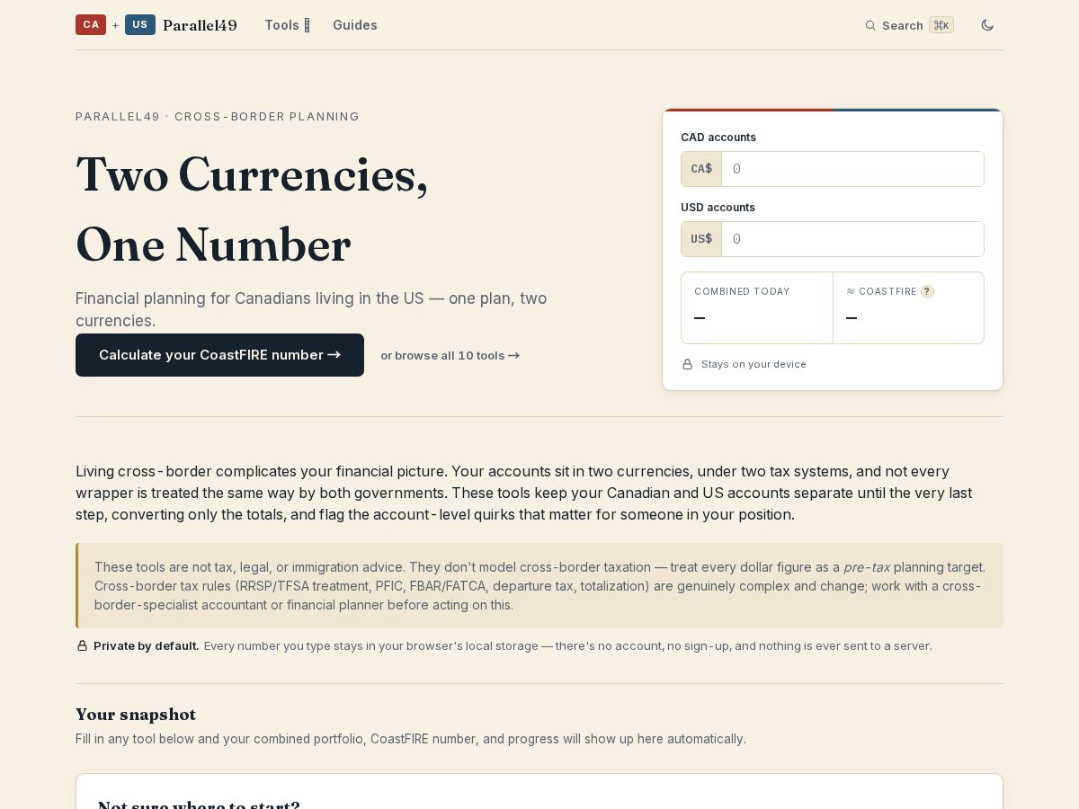 Landing-page snapshot of parallel49.app