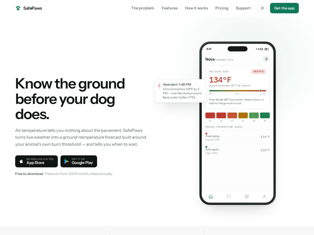 Landing-page snapshot of pawsafely.com