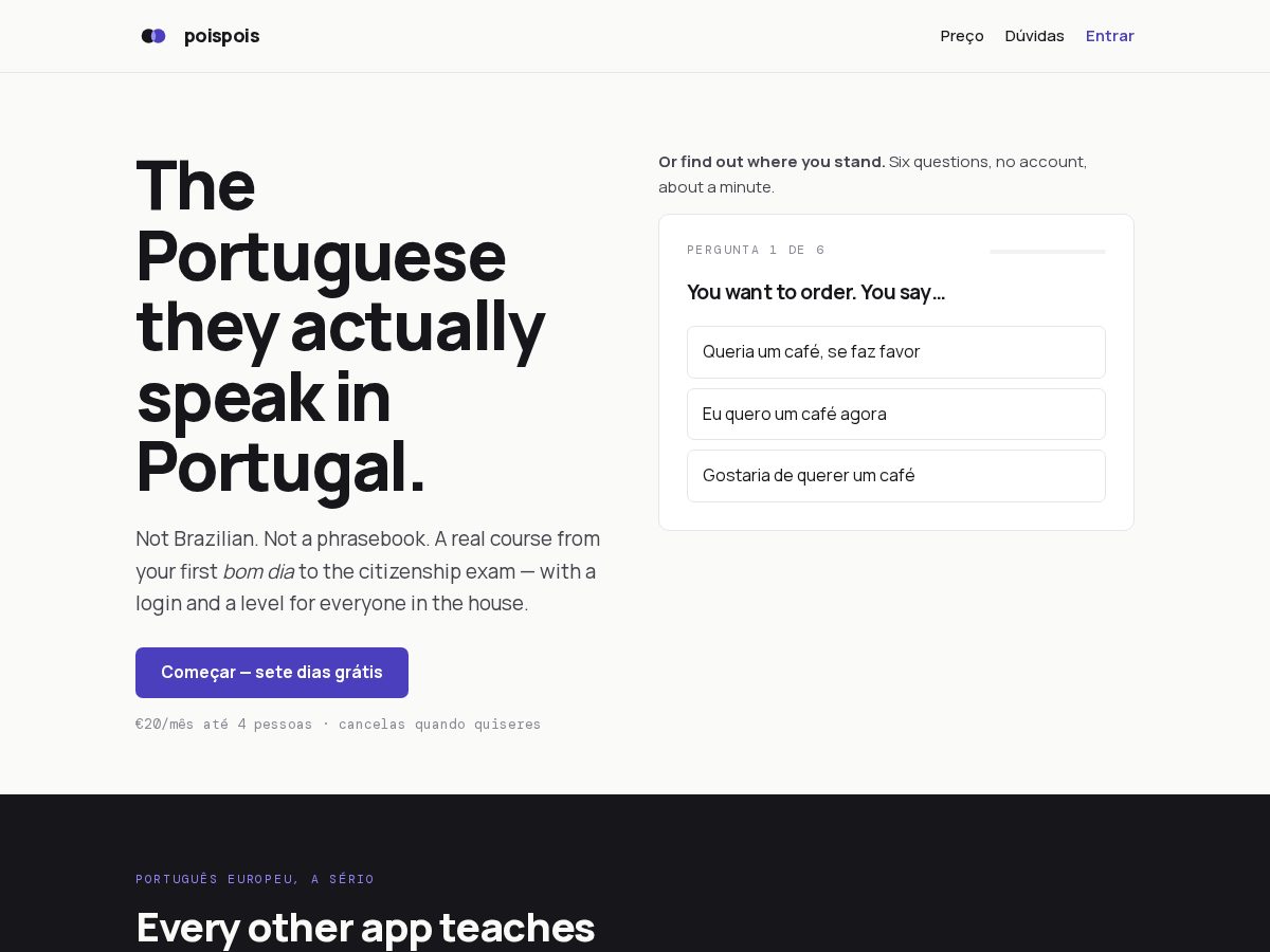 Landing-page snapshot of poispois.com