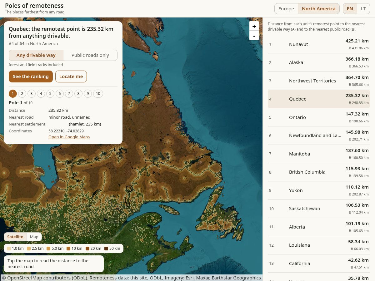 Landing-page snapshot of polesofremoteness.com