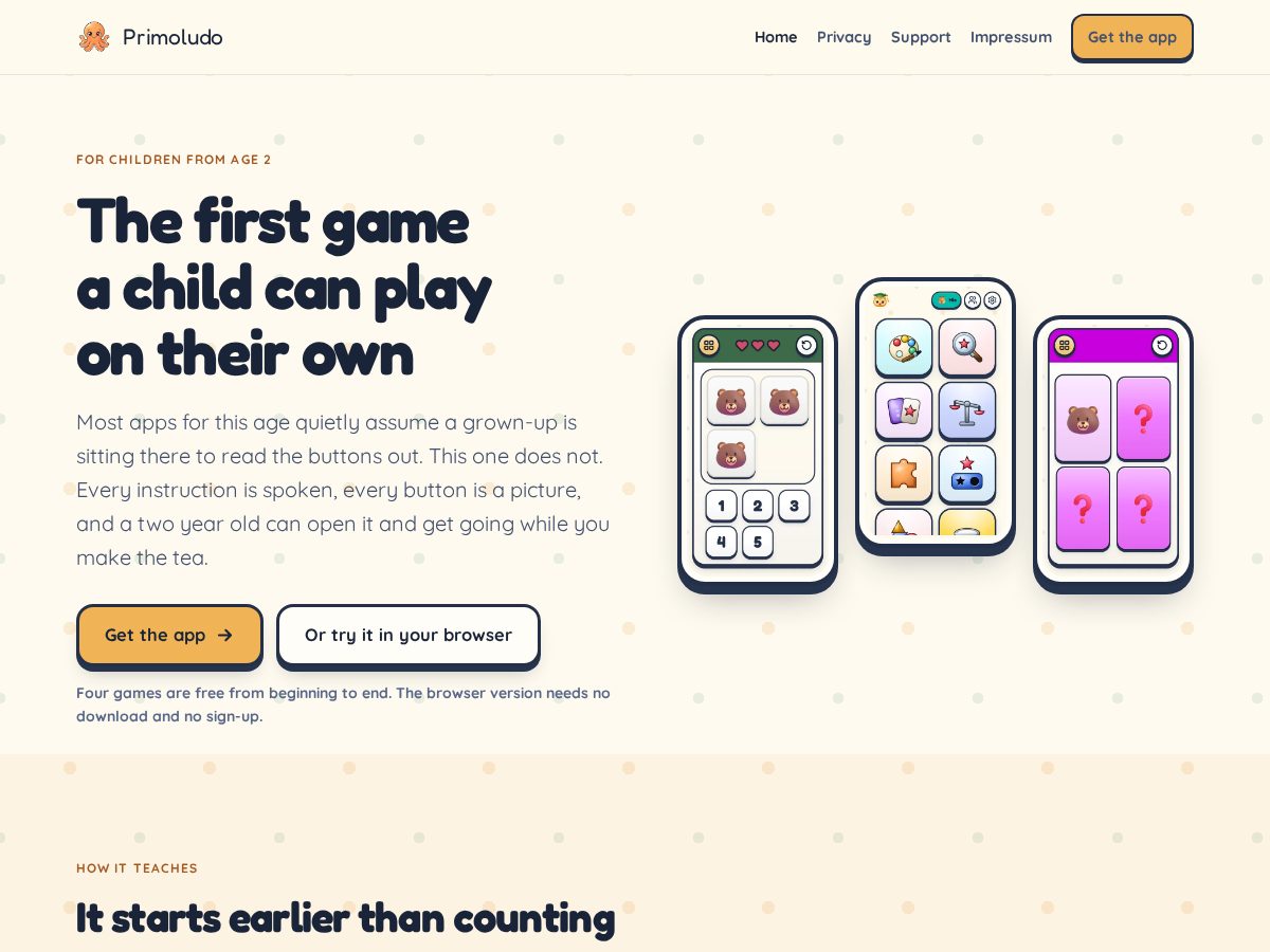 Landing-page snapshot of primoludo.com