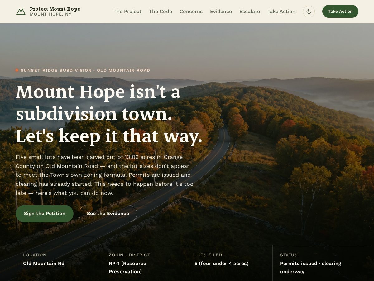 Landing-page snapshot of protectmounthope.com