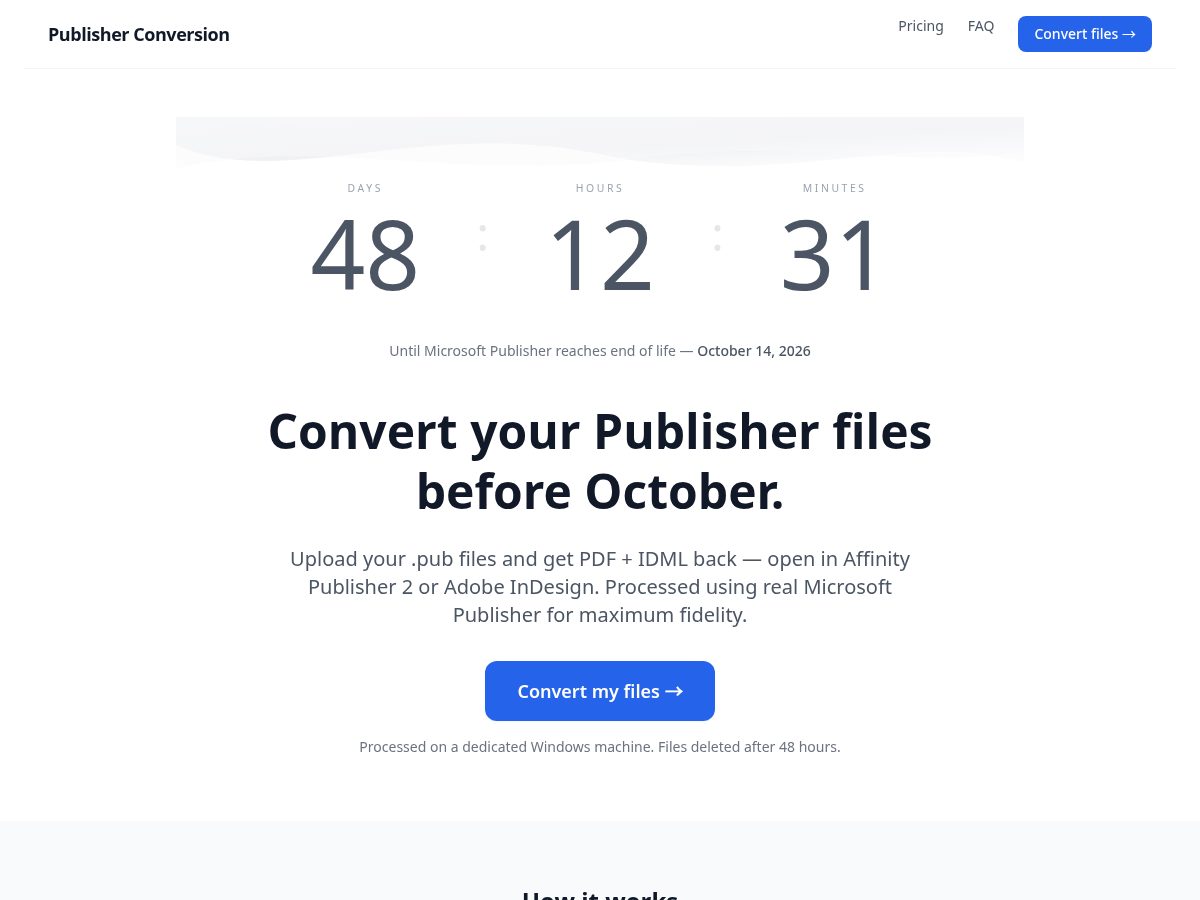 Landing-page snapshot of publisherconversion.com