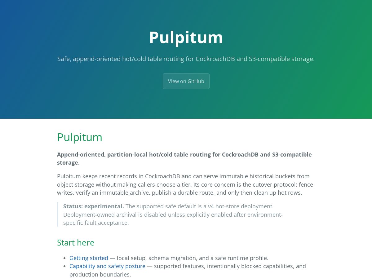 Landing-page snapshot of pulpitum.tech