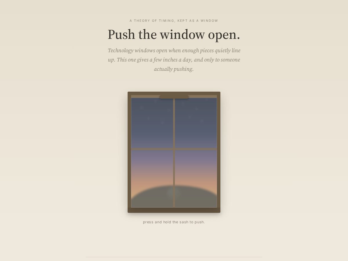 Landing-page snapshot of pushthewindowopen.com