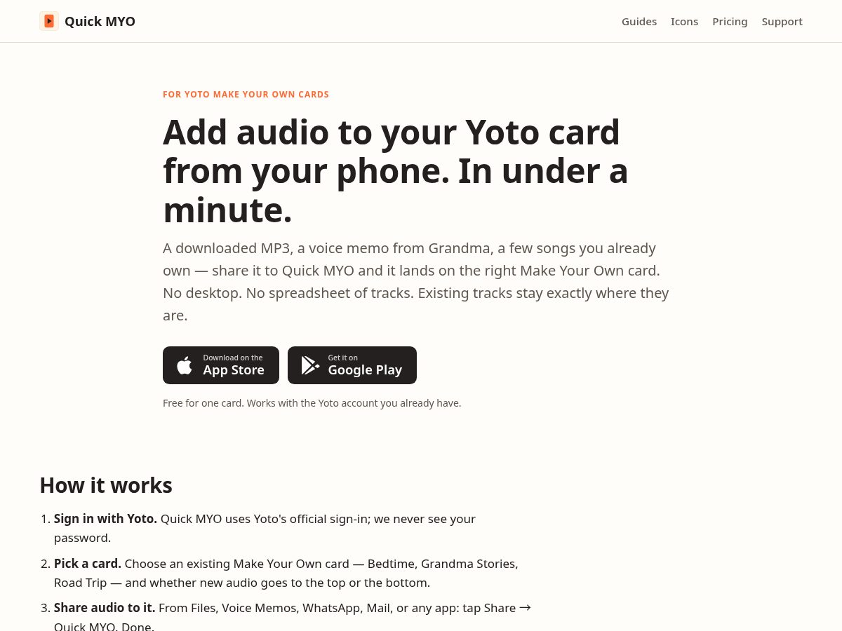 Landing-page snapshot of quickmyo.com