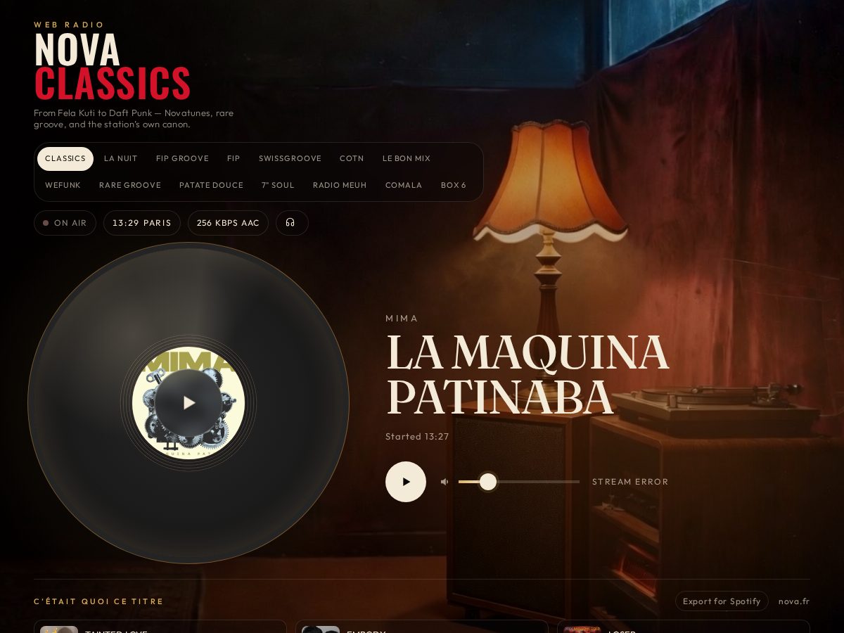 Landing-page snapshot of radionovaclassics.com