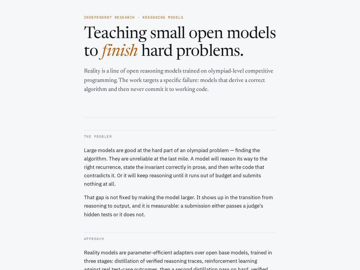 Landing-page snapshot of reality-research.org