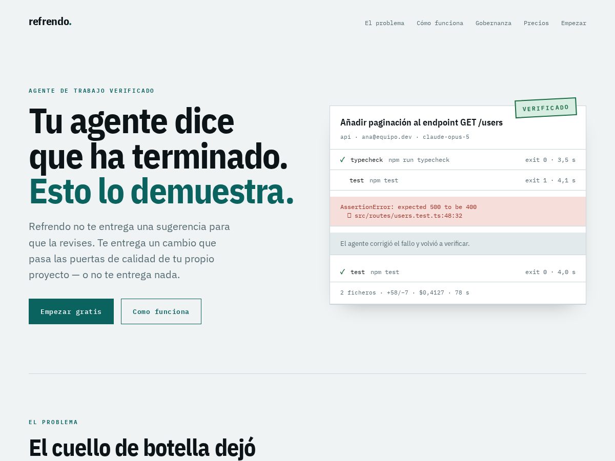 Landing-page snapshot of refrendo.dev