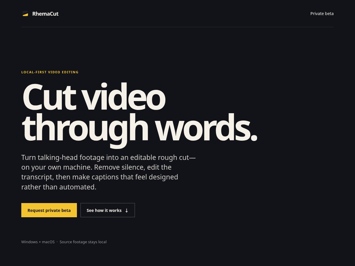 Landing-page snapshot of rhemacut.com