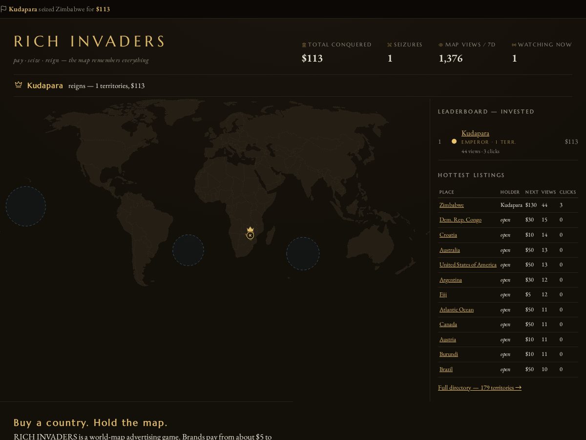 Landing-page snapshot of richinvaders.lol