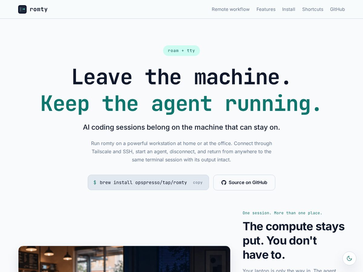 Landing-page snapshot of romty.dev