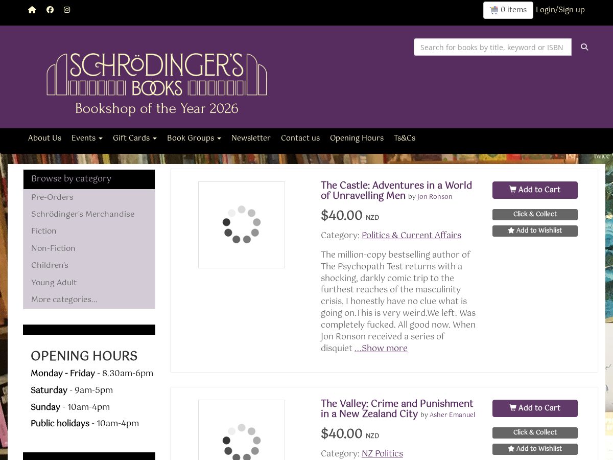 Landing-page snapshot of schrodingersbooks.info