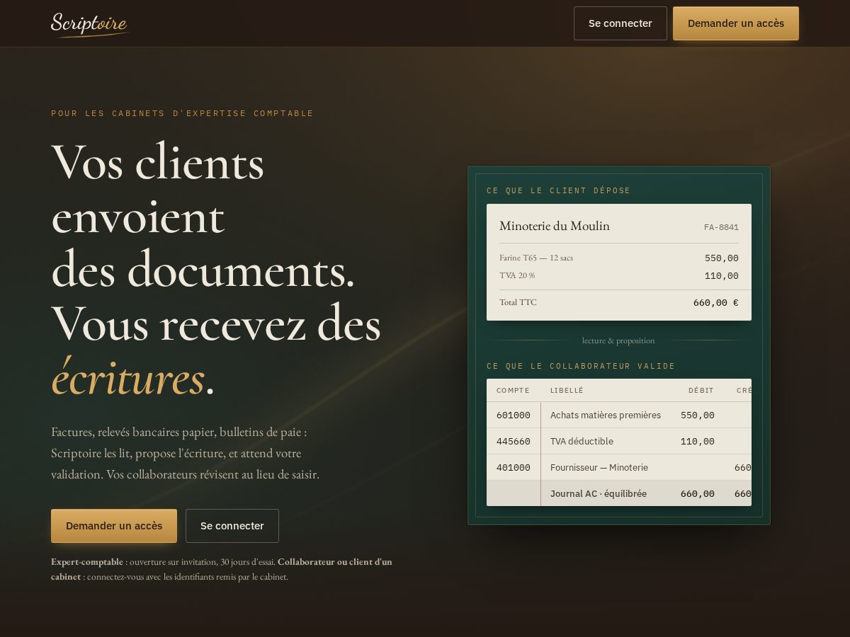 Landing-page snapshot of scriptoire.cloud