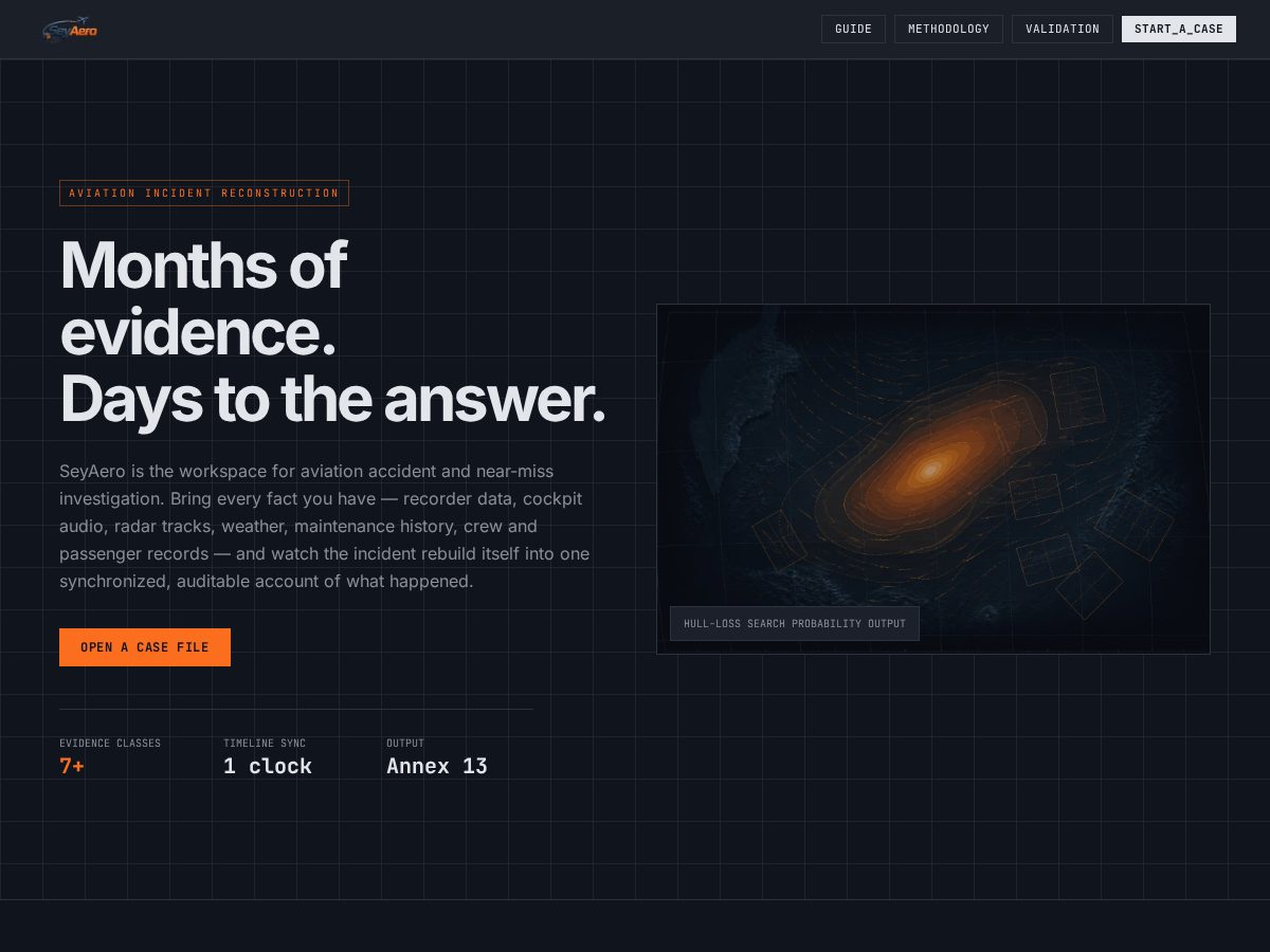 Landing-page snapshot of seyaero.com