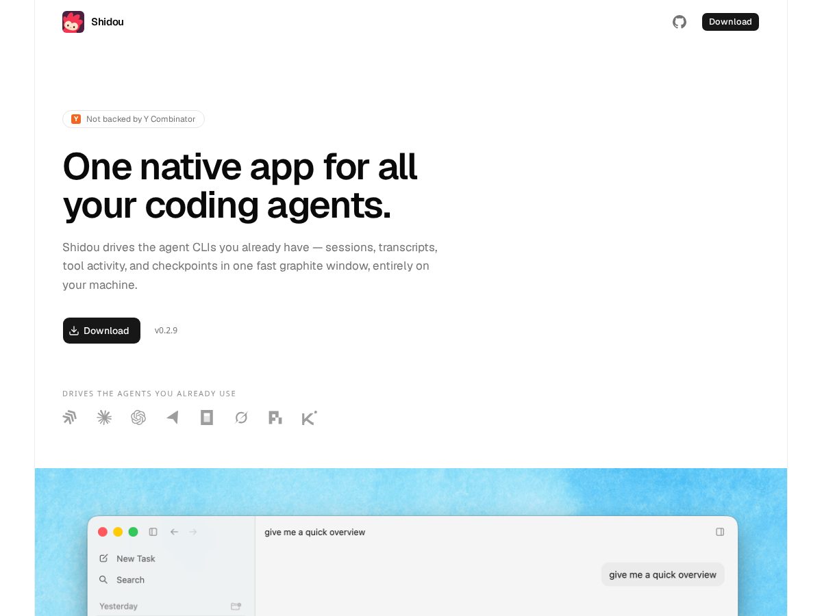 Landing-page snapshot of shidou.dev
