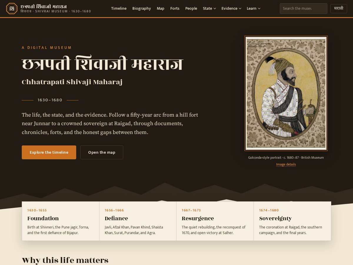 Landing-page snapshot of shivraimuseum.com