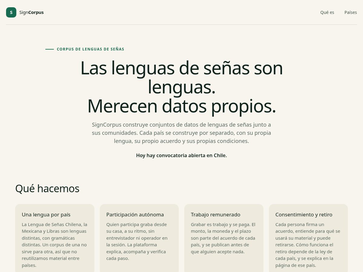 Landing-page snapshot of signcorpus.com
