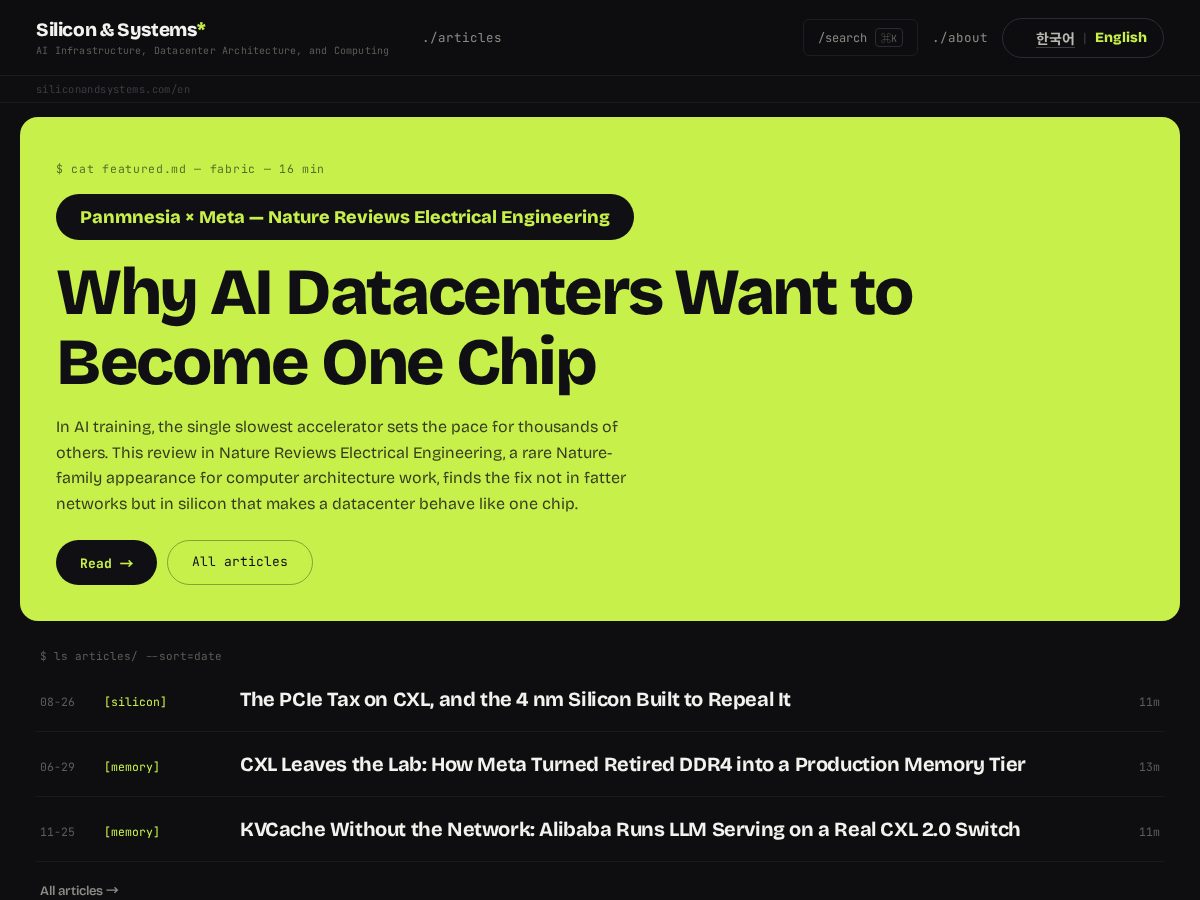 Landing-page snapshot of siliconandsystems.com