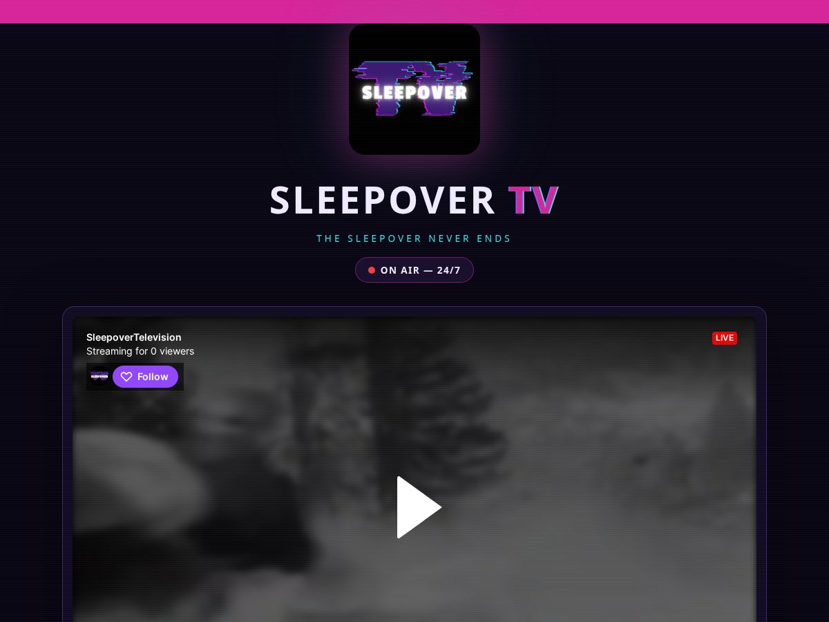 Landing-page snapshot of sleepovertv.com