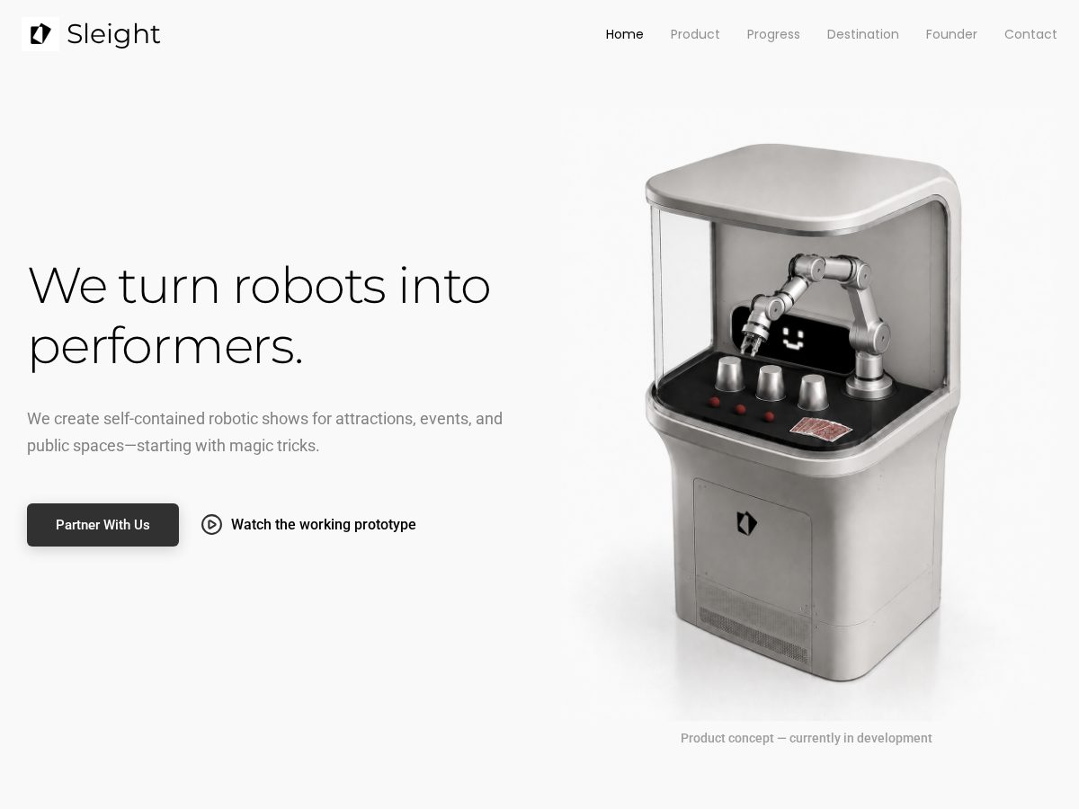 Landing-page snapshot of sleight-robotics.com