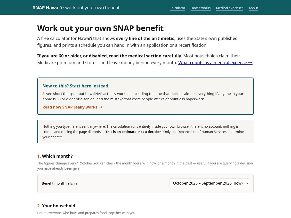 Landing-page snapshot of snaphawaii.org