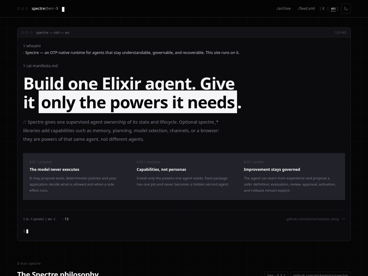 Landing-page snapshot of spectre.guide