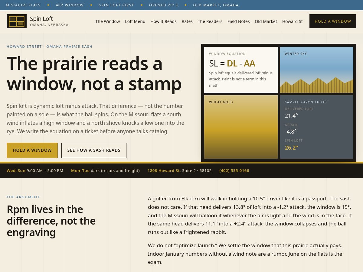 Landing-page snapshot of spinloft.store
