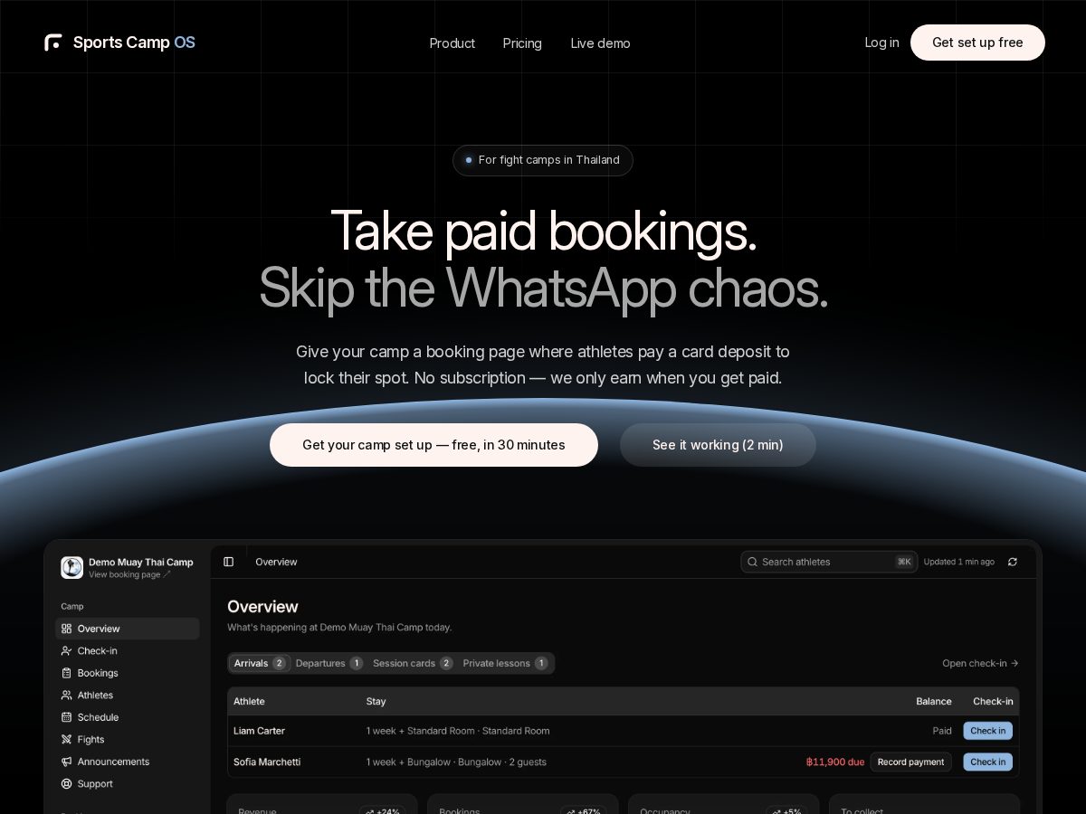 Landing-page snapshot of sportscampos.com