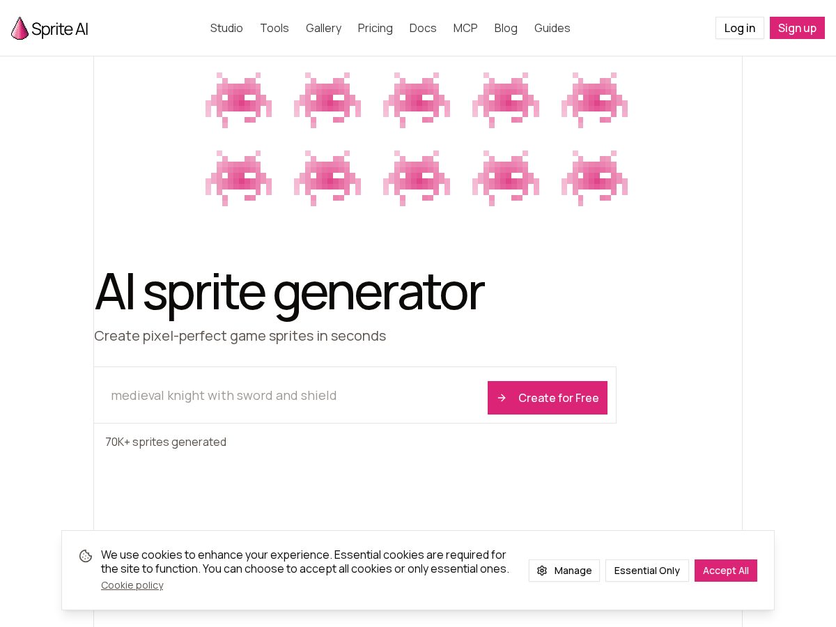 Landing-page snapshot of sprite-ai.com