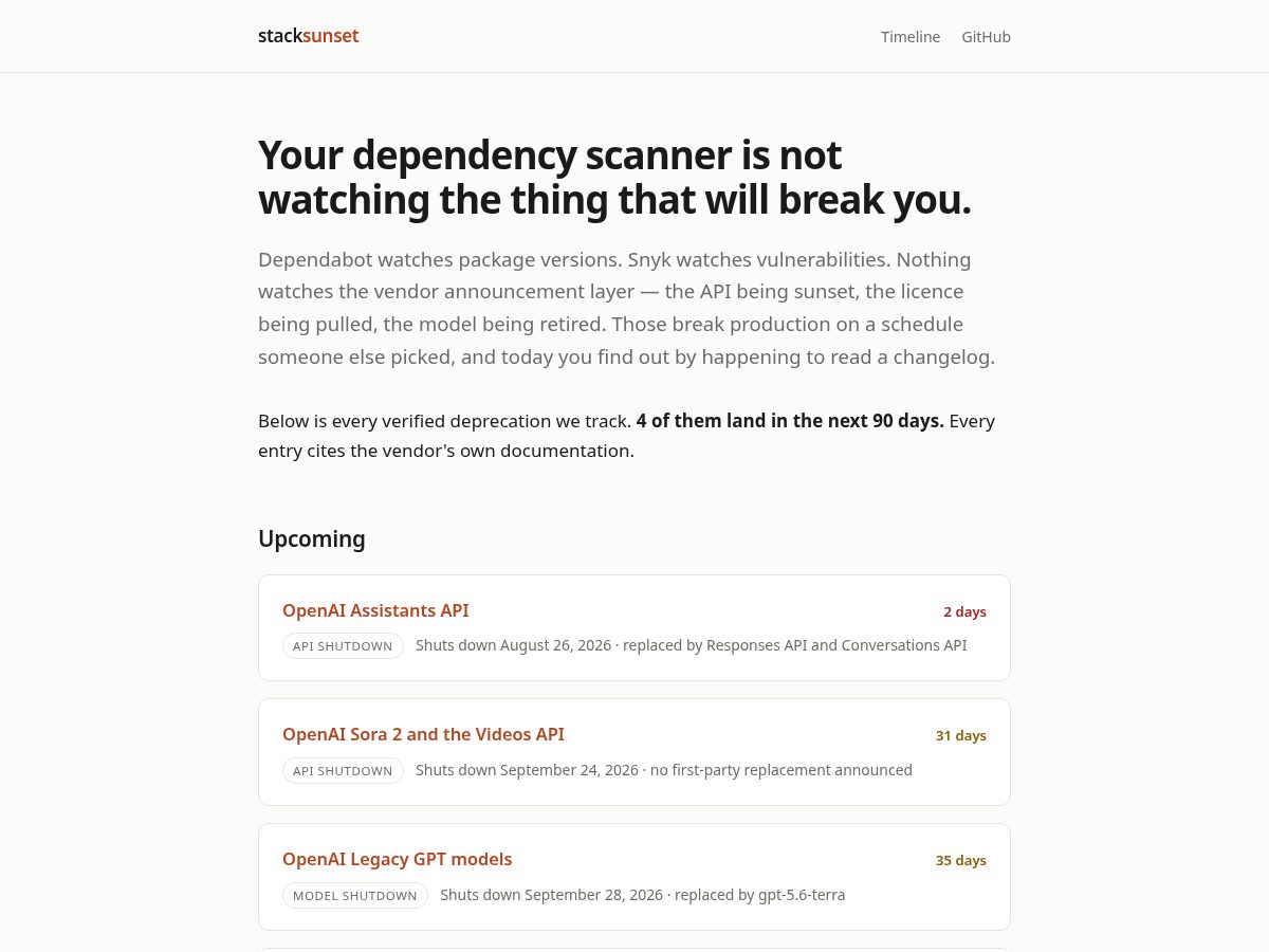 Landing-page snapshot of stacksunset.com