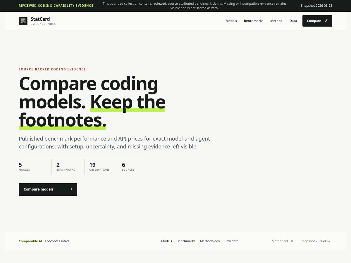 Landing-page snapshot of statcard.dev