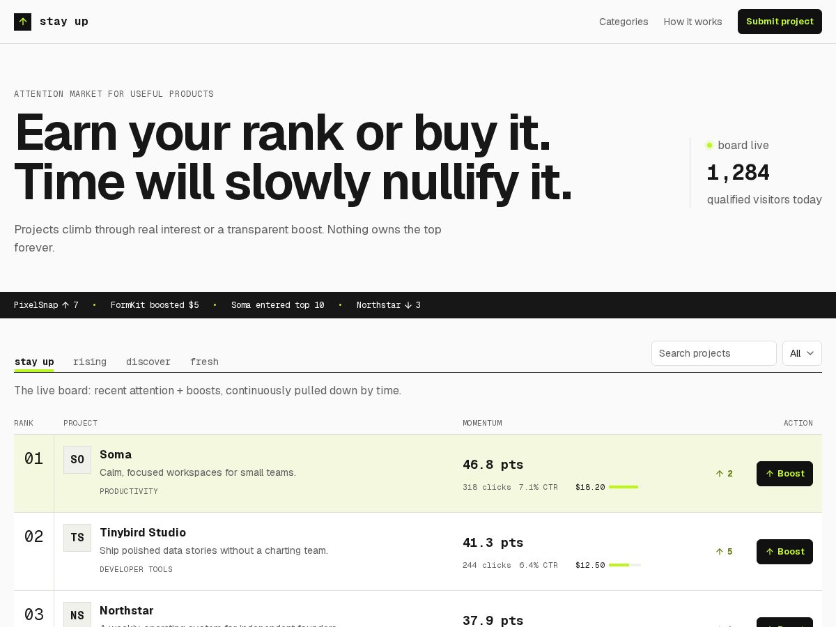 Landing-page snapshot of stayup.lol