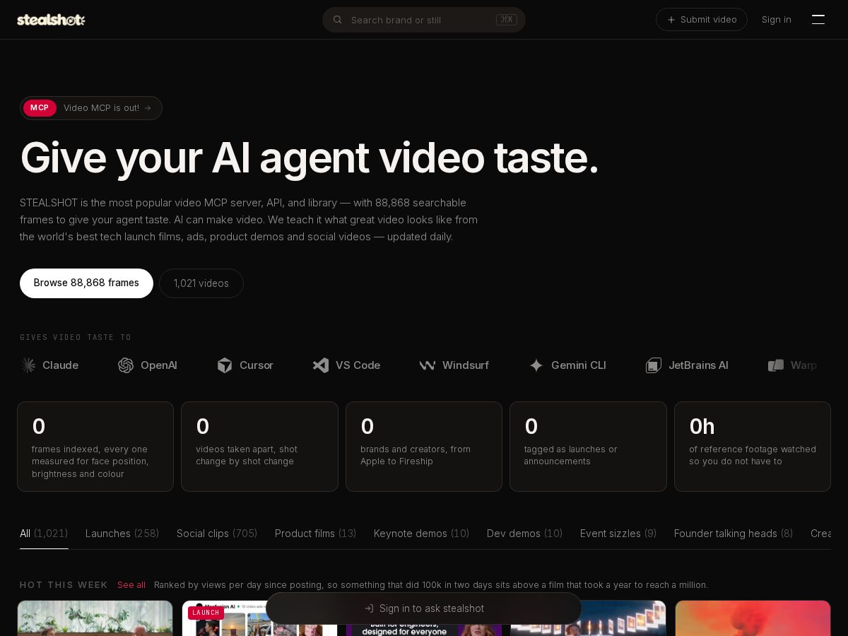 Landing-page snapshot of stealshot.com