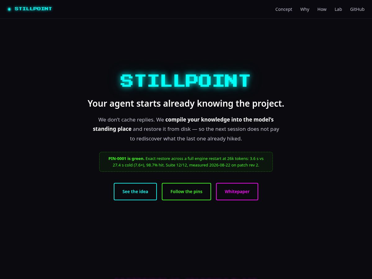 Landing-page snapshot of stillpointlab.dev
