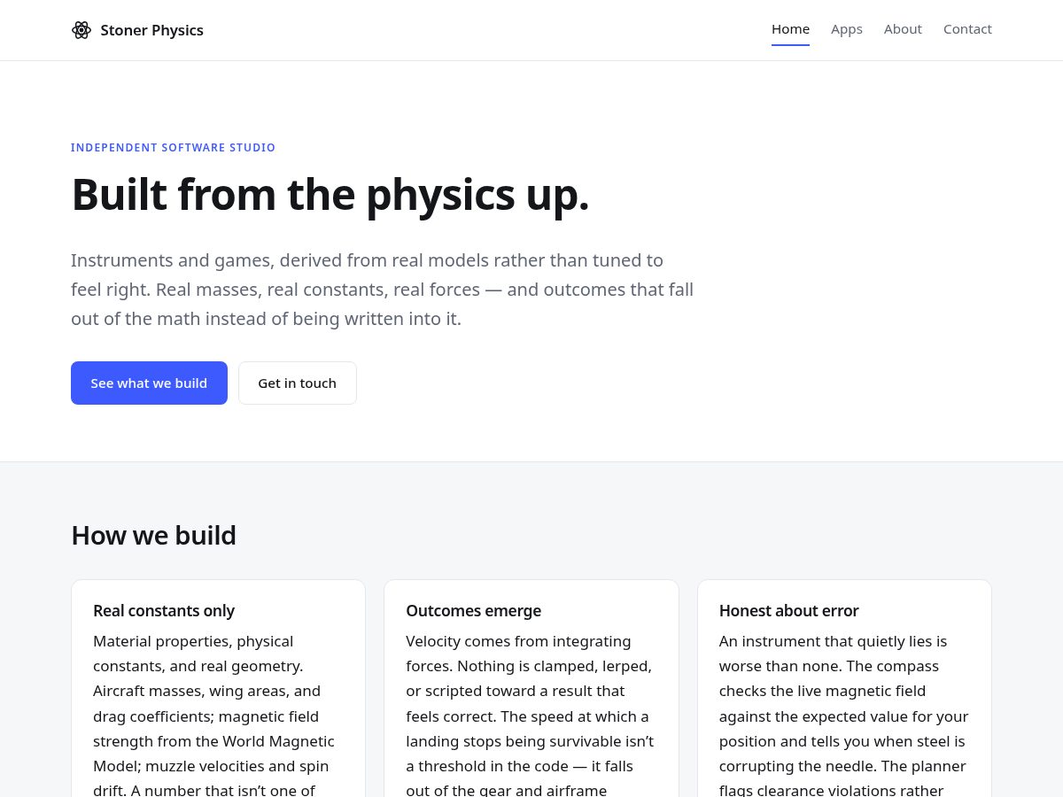 Landing-page snapshot of stonerphysics.net